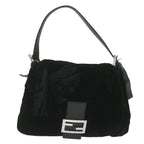 FENDI Mamma Baguette Shoulder Bag Velor Blackyk10069