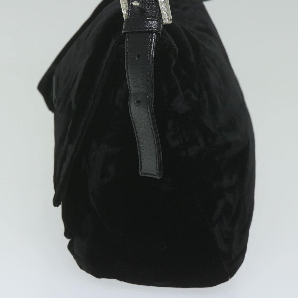 FENDI Mamma Baguette Shoulder Bag Velor Blackyk10069