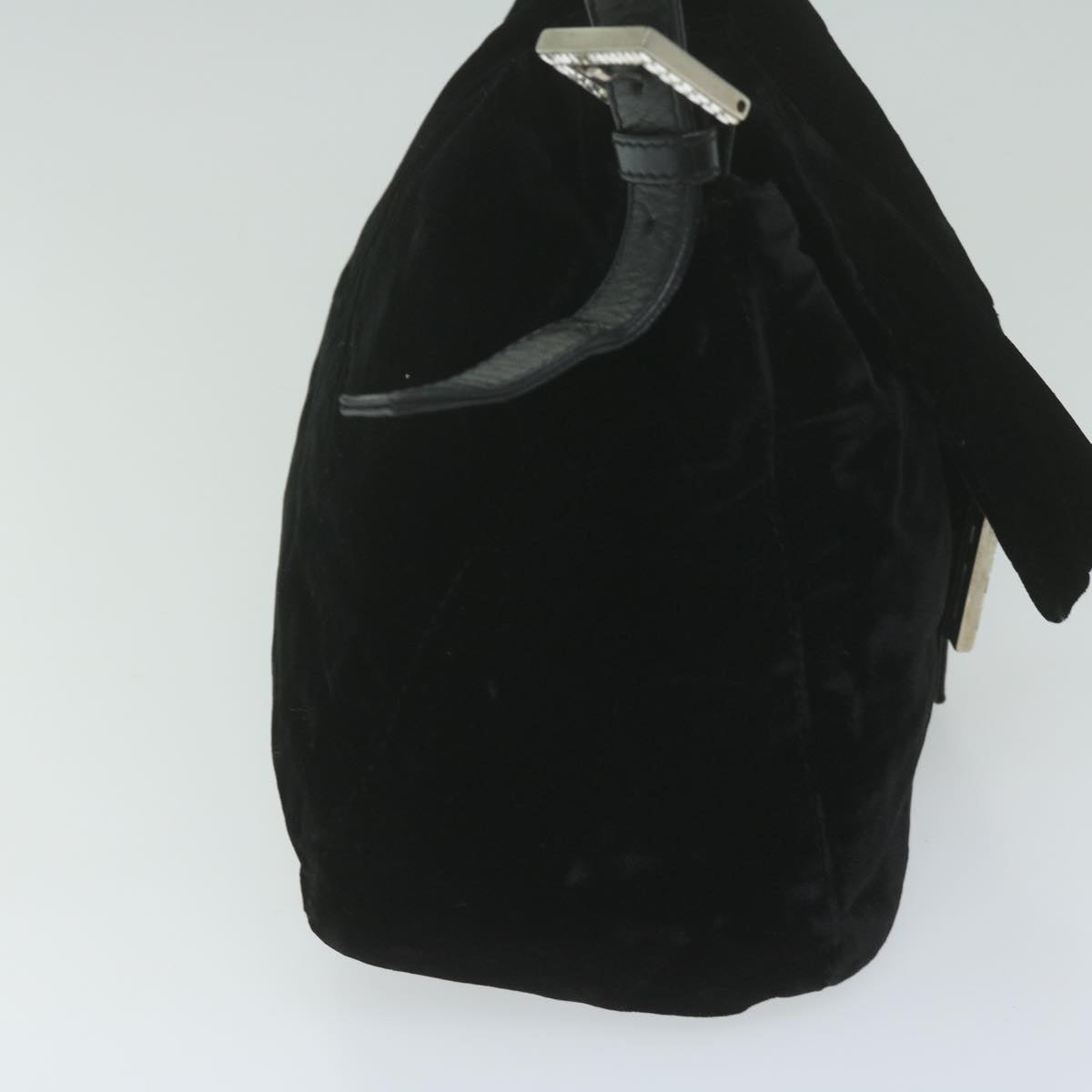 FENDI Mamma Baguette Shoulder Bag Velor Blackyk10069