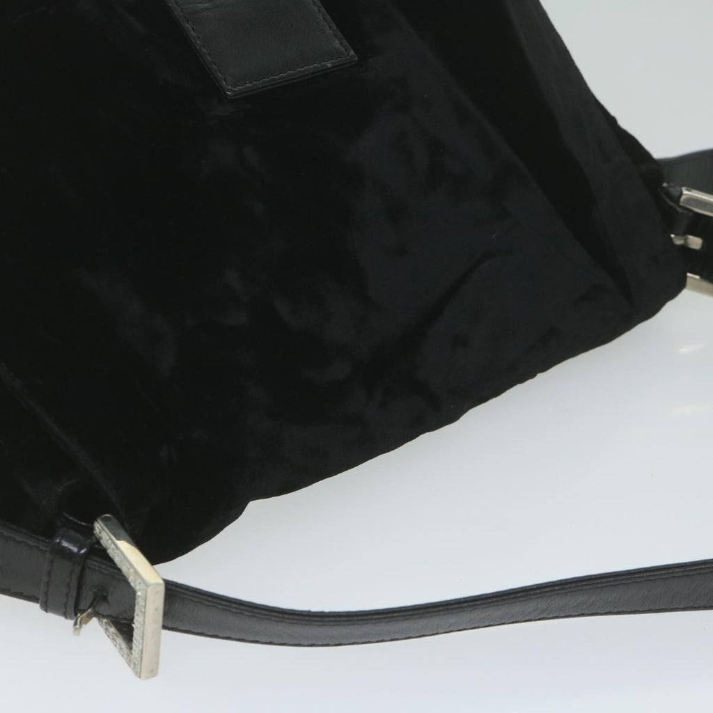 FENDI Mamma Baguette Shoulder Bag Velor Blackyk10069