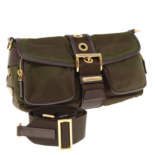 PRADA Shoulder Bag Nylon Khaki  yk10144