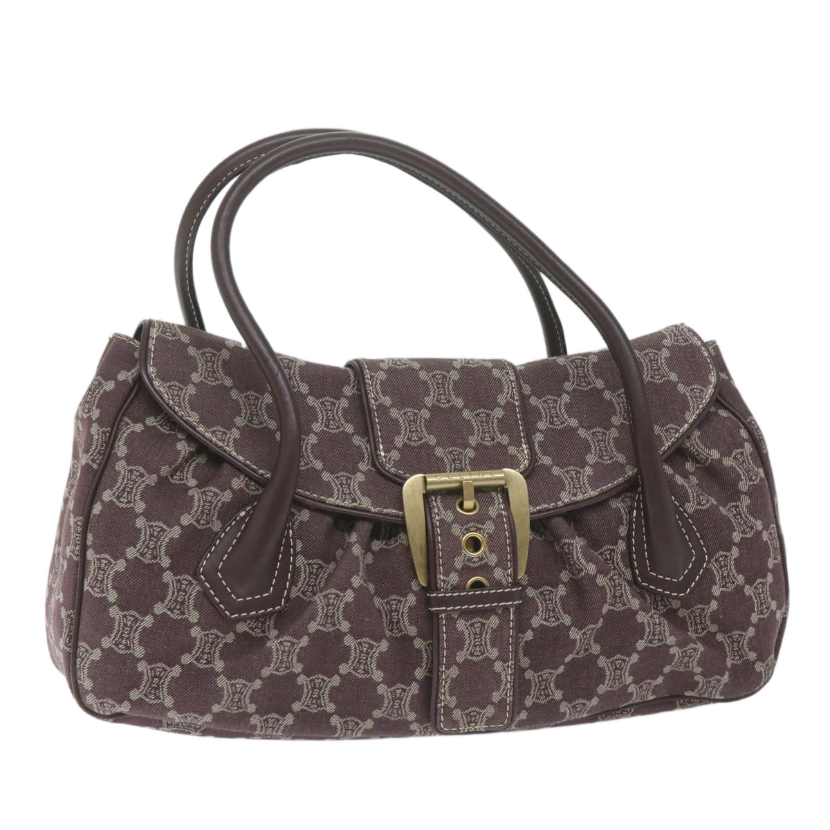 CELINE Paris Macadam Canvas Hand Bag Brown 10161