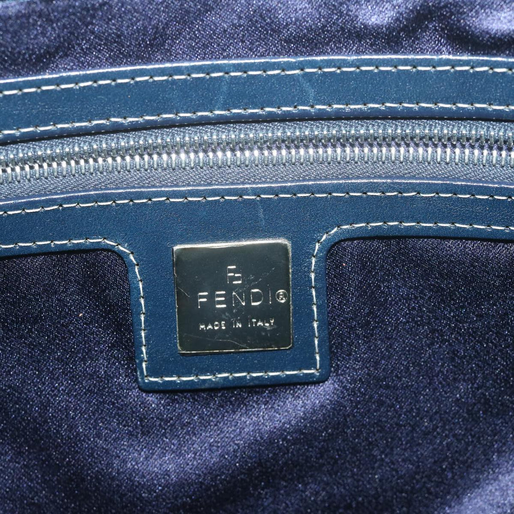 FENDI Zucchino Canvas Mamma Baguette Shoulder Bag Navyyk10215