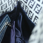 FENDI Zucchino Canvas Mamma Baguette Shoulder Bag Navyyk10215