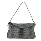 FENDI Zucchino Canvas Mamma Baguette Shoulder Bag Navyyk10215