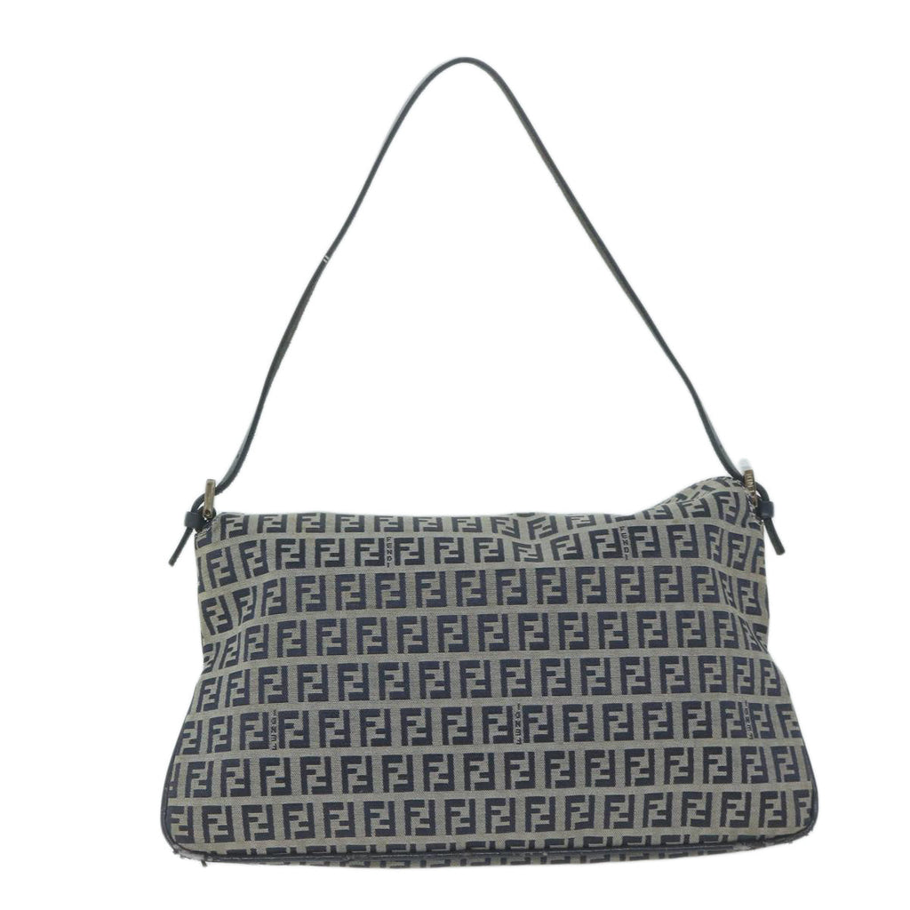 FENDI Zucchino Canvas Mamma Baguette Shoulder Bag Navyyk10215
