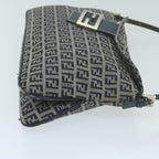FENDI Zucchino Canvas Mamma Baguette Shoulder Bag Navyyk10215