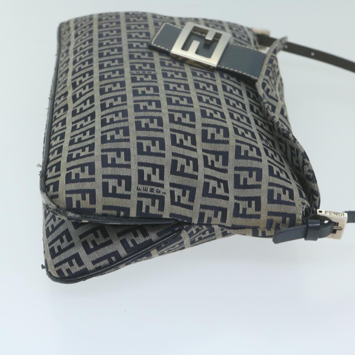 FENDI Zucchino Canvas Mamma Baguette Shoulder Bag Navyyk10215
