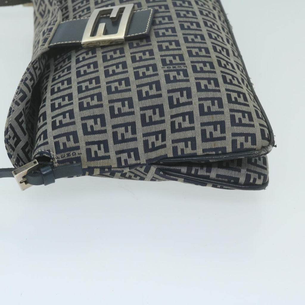 FENDI Zucchino Canvas Mamma Baguette Shoulder Bag Navyyk10215