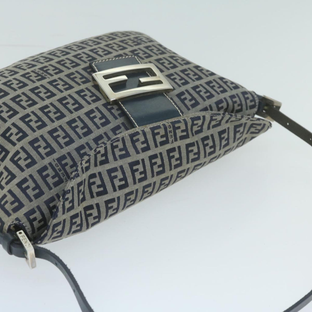 FENDI Zucchino Canvas Mamma Baguette Shoulder Bag Navyyk10215