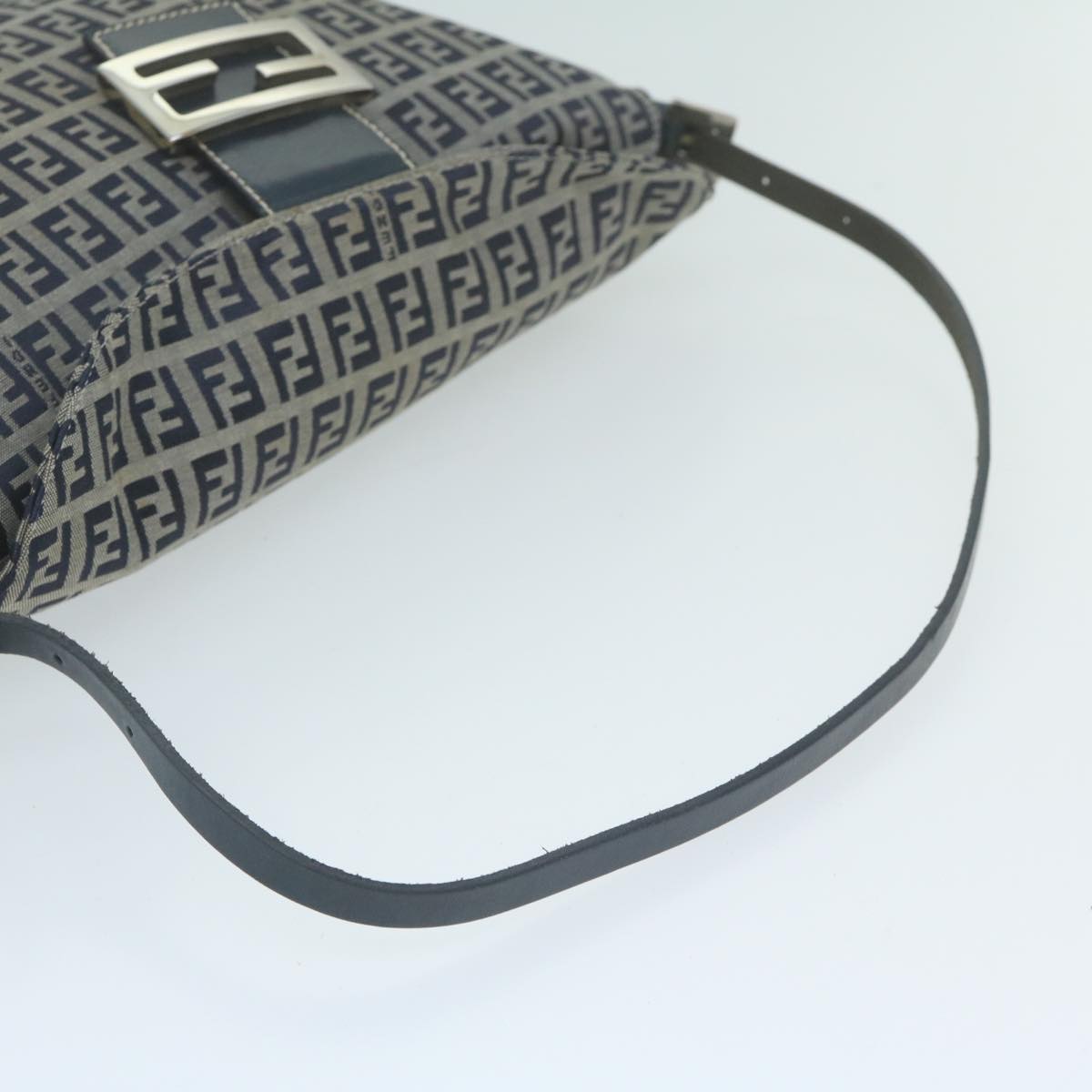 FENDI Zucchino Canvas Mamma Baguette Shoulder Bag Navyyk10215