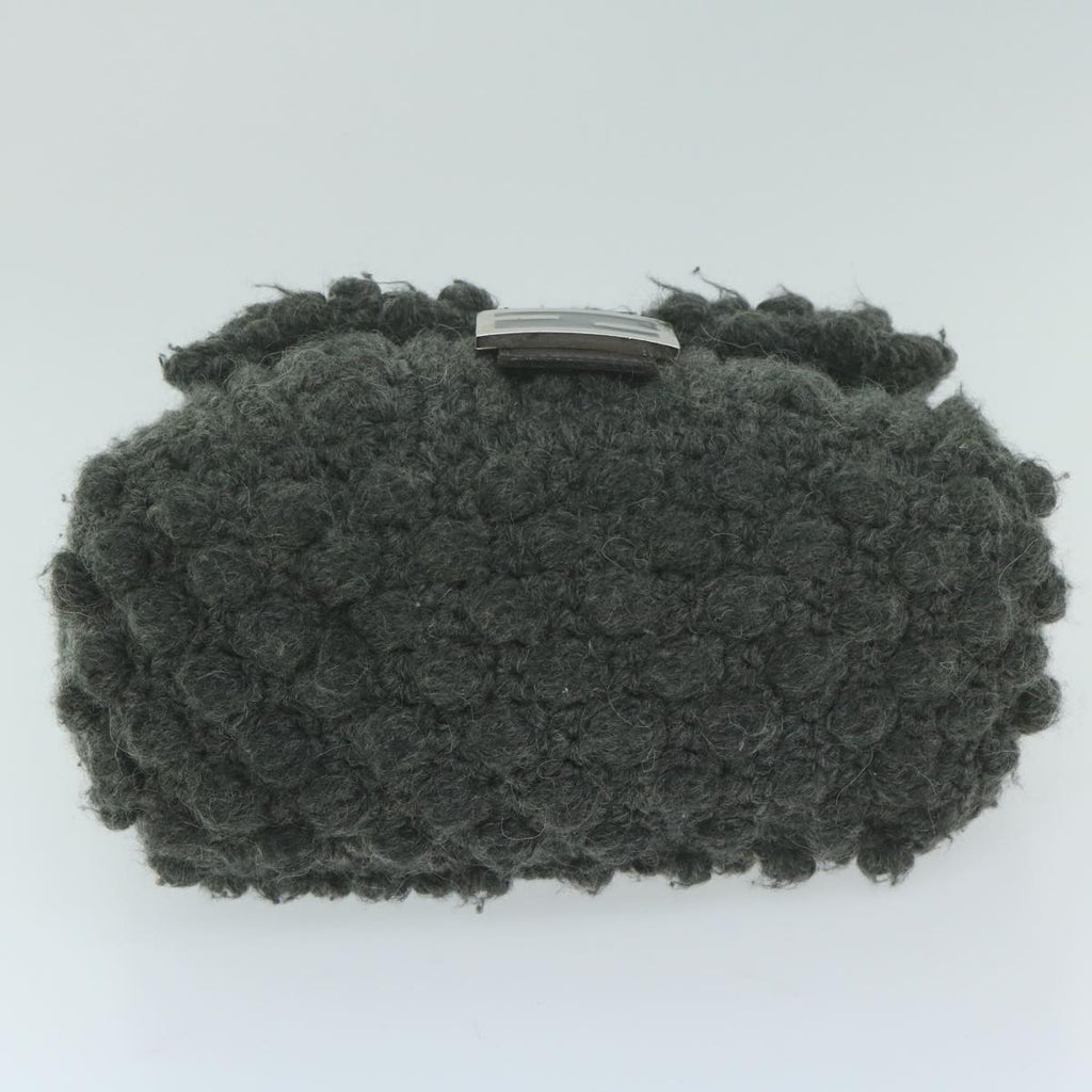 FENDI Mamma Baguette Shoulder Bag Wool Grayyk10246