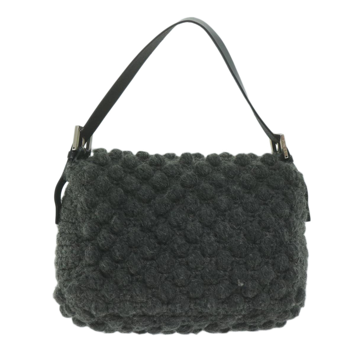 FENDI Mamma Baguette Shoulder Bag Wool Grayyk10246