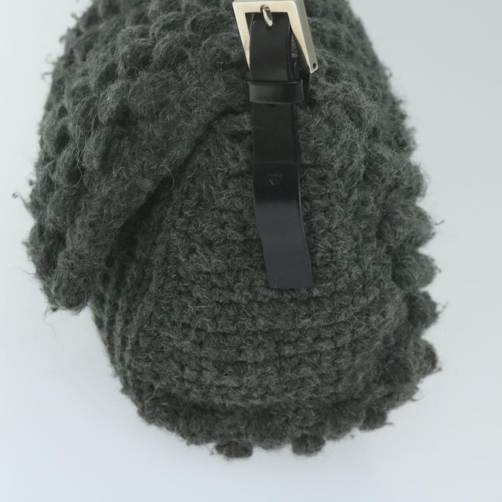 FENDI Mamma Baguette Shoulder Bag Wool Grayyk10246