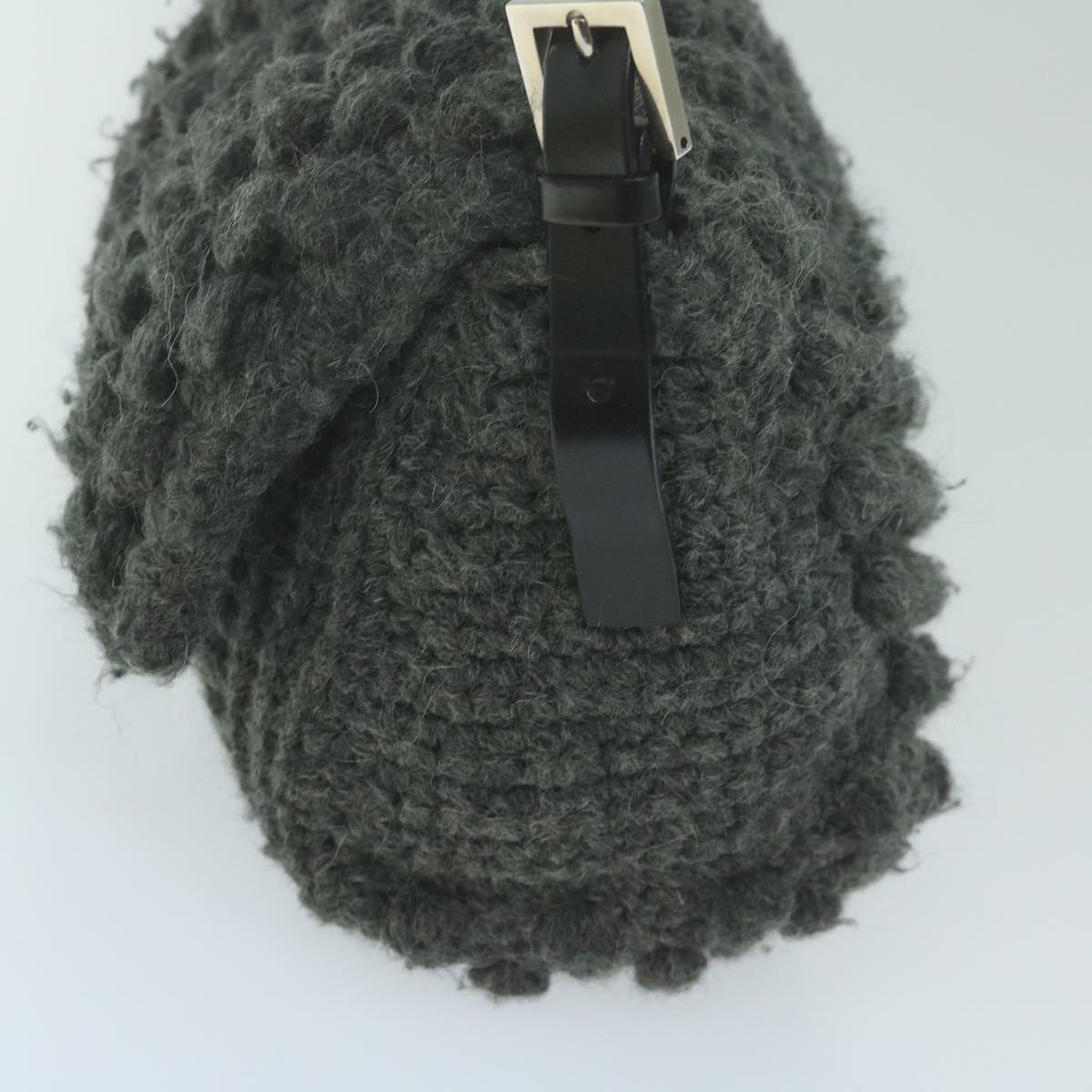 FENDI Mamma Baguette Shoulder Bag Wool Grayyk10246