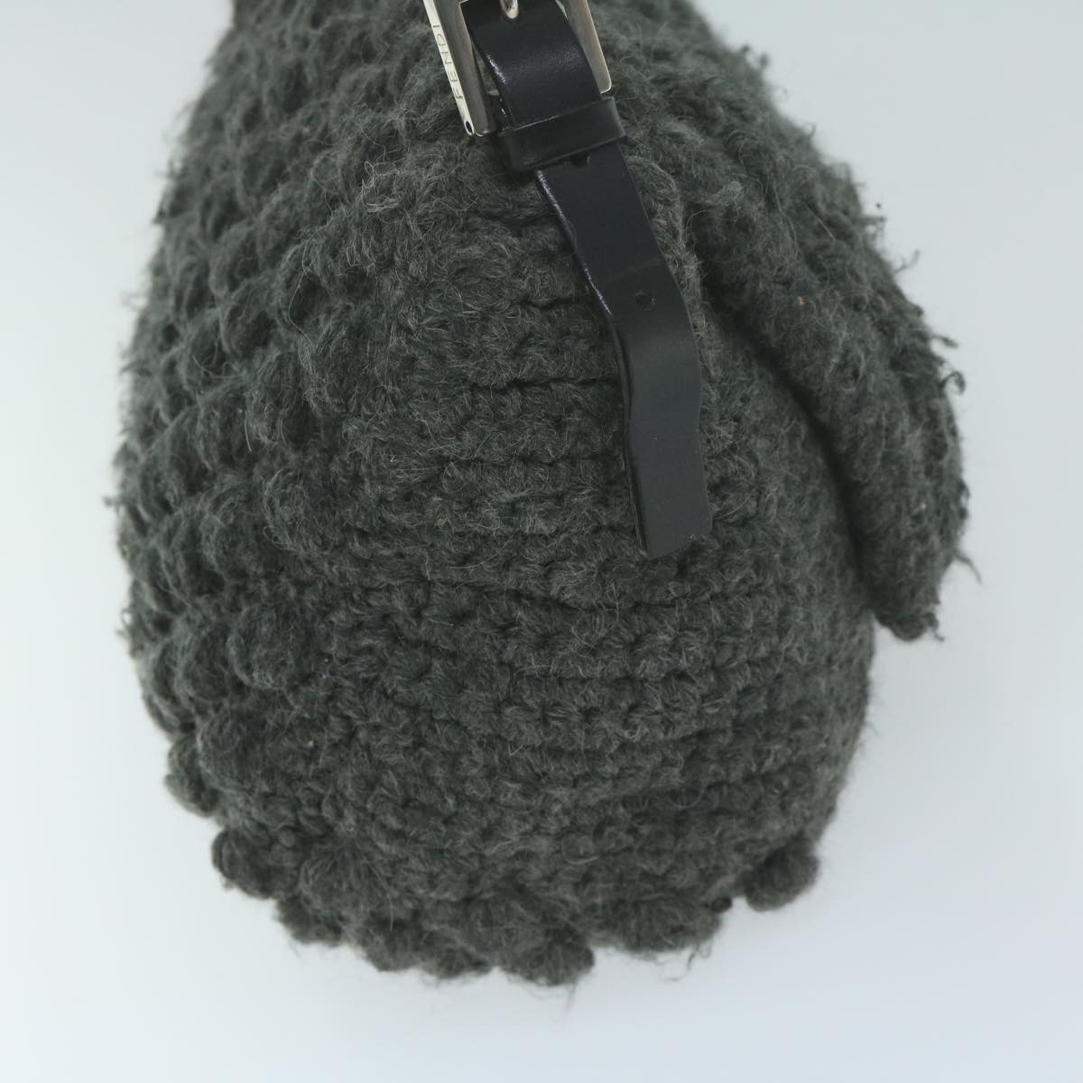 FENDI Mamma Baguette Shoulder Bag Wool Grayyk10246