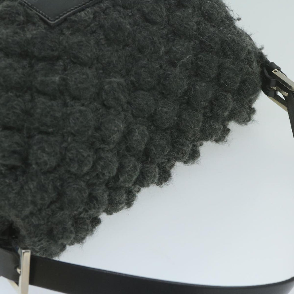 FENDI Mamma Baguette Shoulder Bag Wool Grayyk10246
