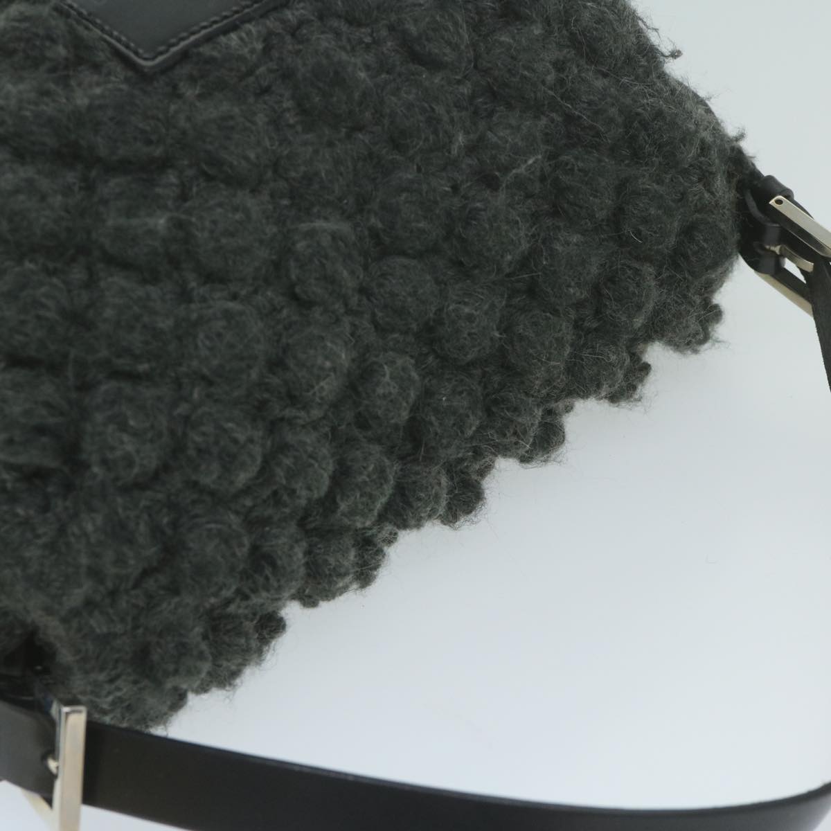 FENDI Mamma Baguette Shoulder Bag Wool Grayyk10246