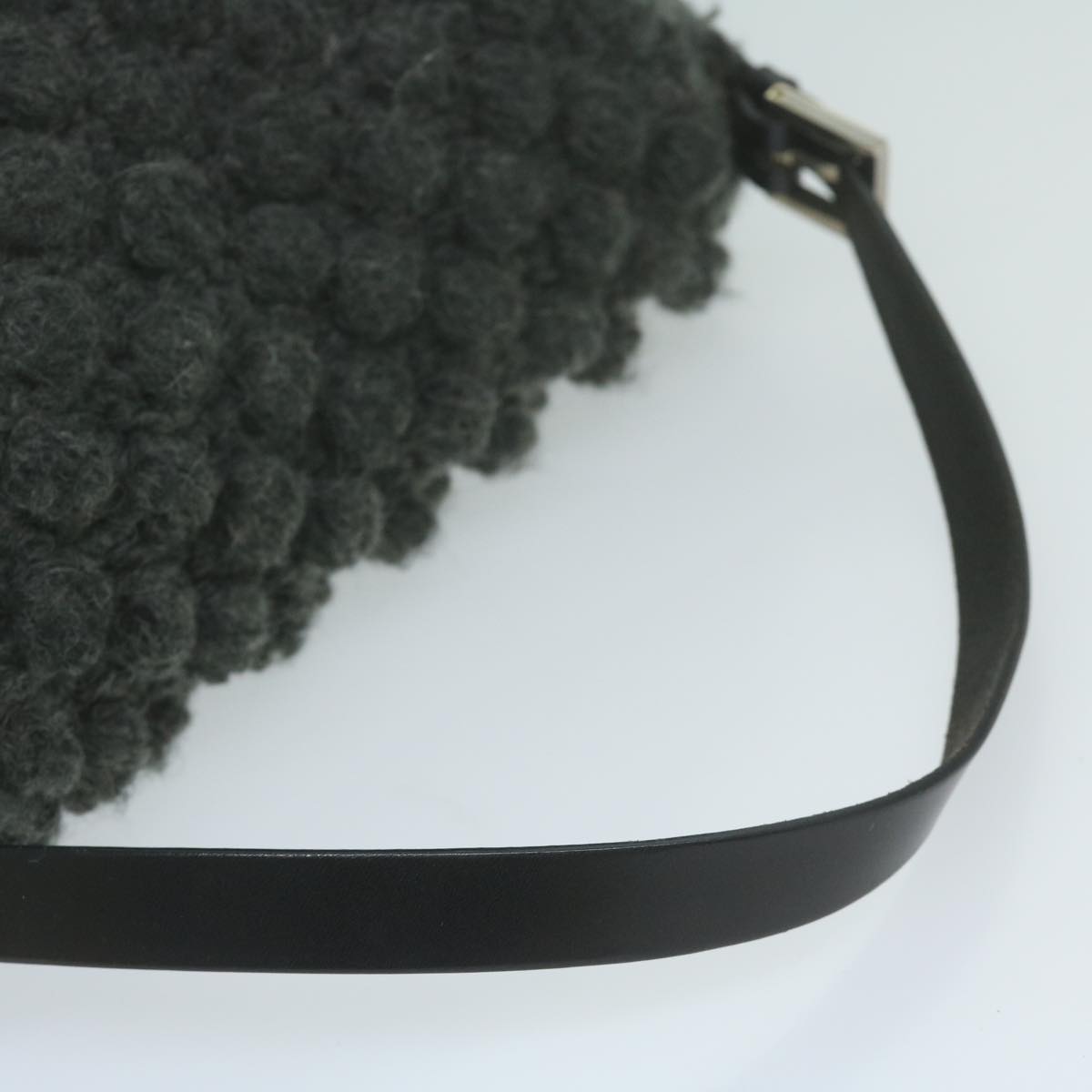 FENDI Mamma Baguette Shoulder Bag Wool Grayyk10246