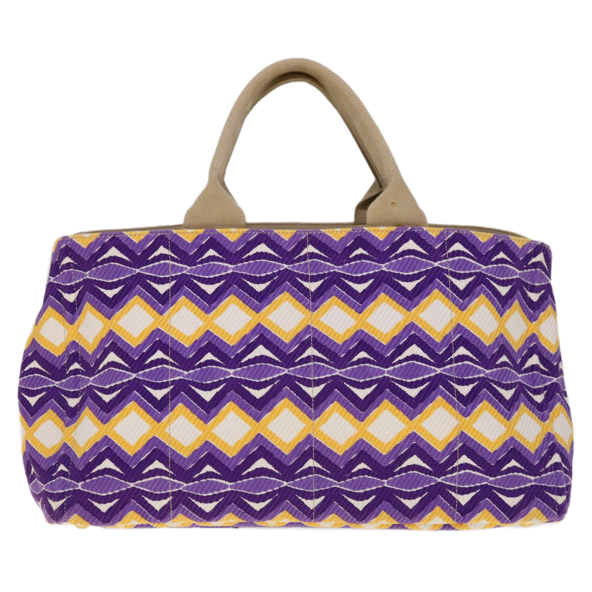 PRADA Canapa GM Tote Bag Canvas Purple Yellow BN1872  yk10264
