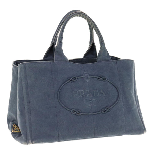 PRADA Canapa GM Tote Bag Canvas Navy  yk10287