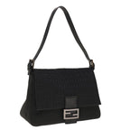 FENDI Zucchino Canvas Mamma Baguette Shoulder Bag Blackyk10291