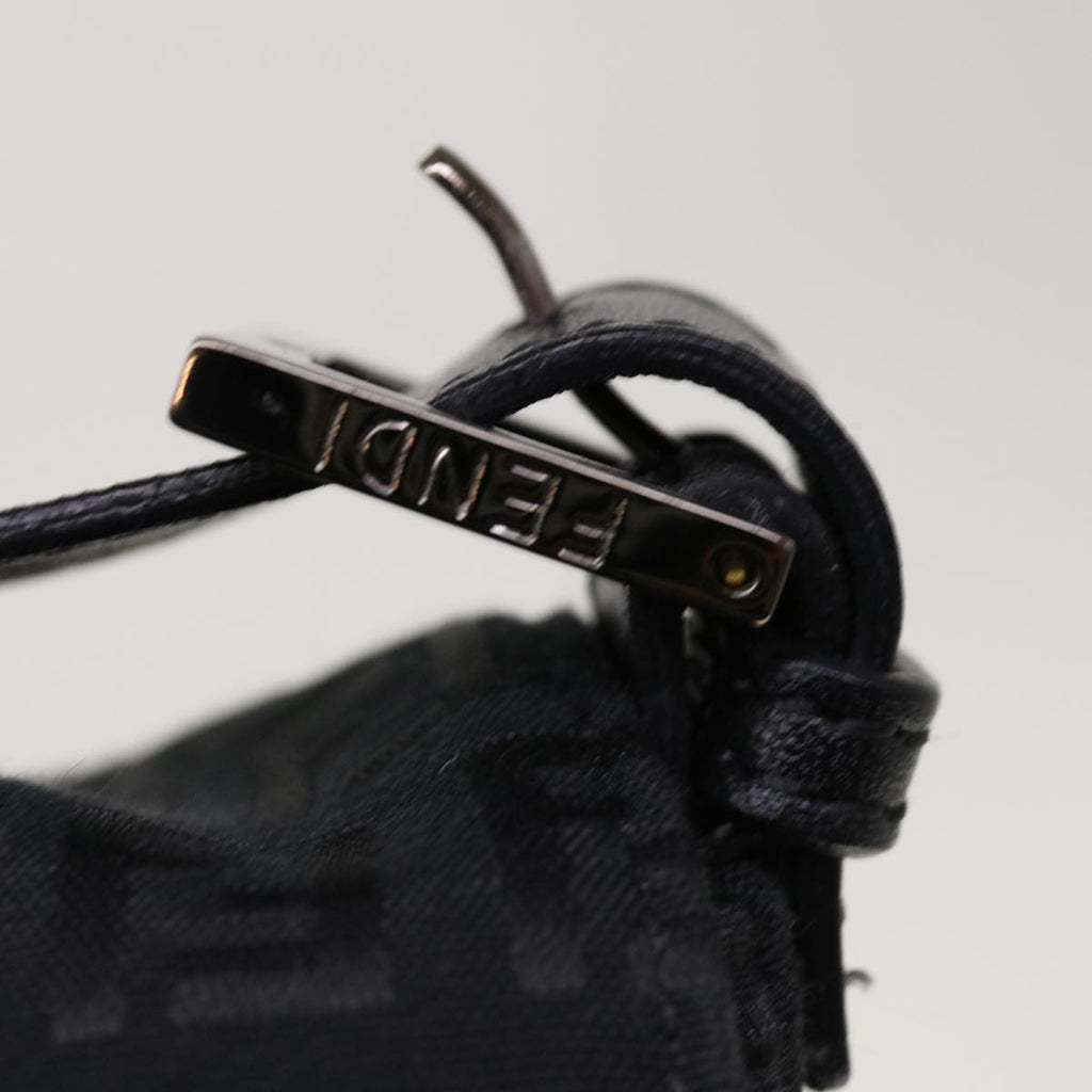 FENDI Zucchino Canvas Mamma Baguette Shoulder Bag Blackyk10291