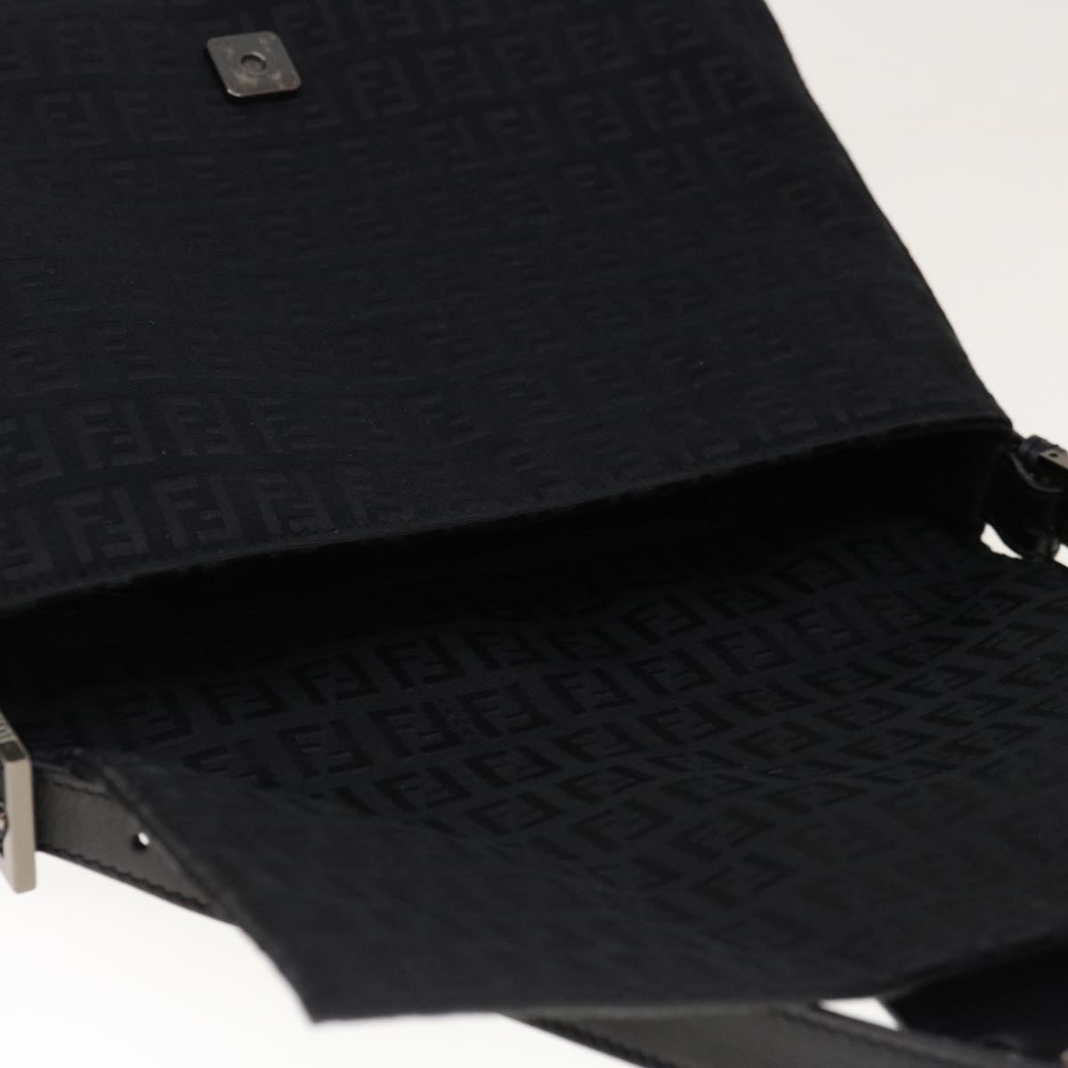FENDI Zucchino Canvas Mamma Baguette Shoulder Bag Blackyk10291