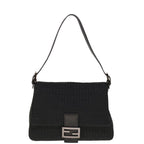 FENDI Zucchino Canvas Mamma Baguette Shoulder Bag Blackyk10291