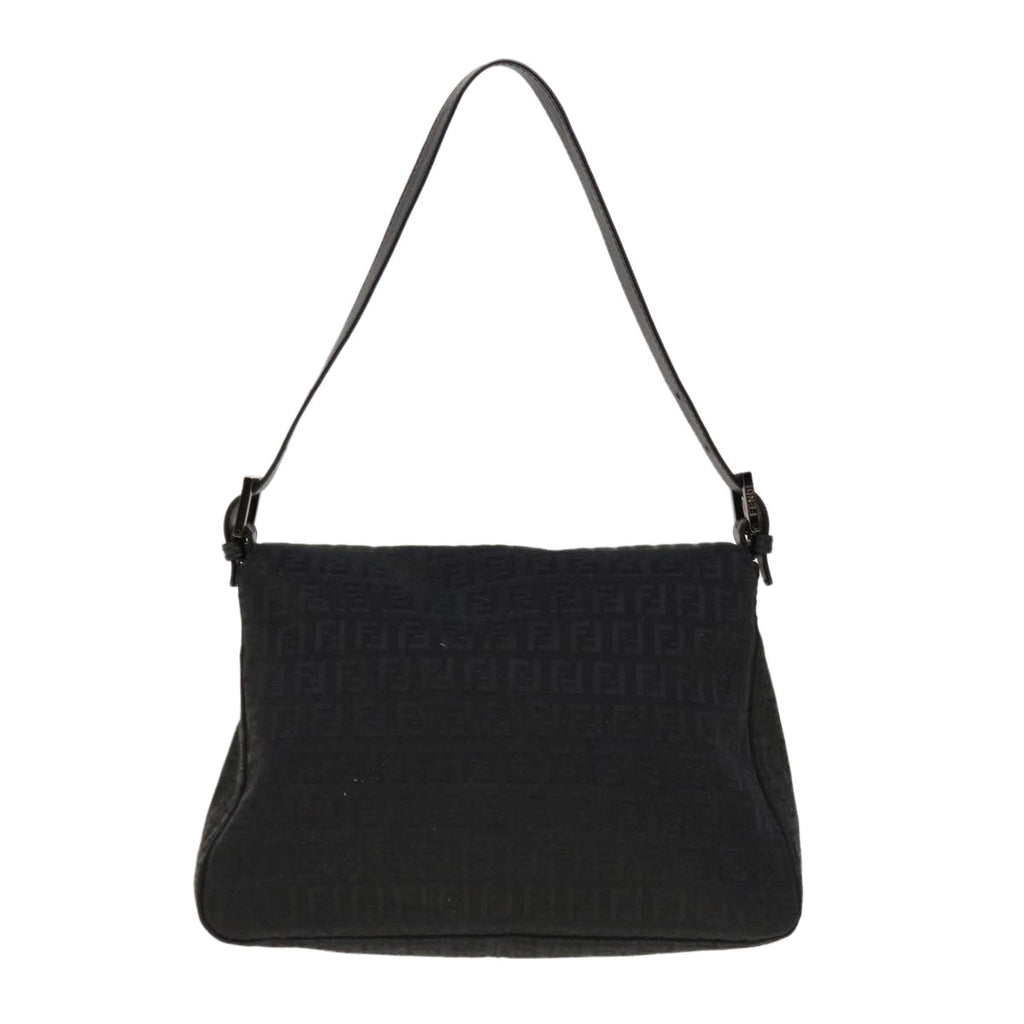 FENDI Zucchino Canvas Mamma Baguette Shoulder Bag Blackyk10291