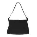 FENDI Zucchino Canvas Mamma Baguette Shoulder Bag Blackyk10291