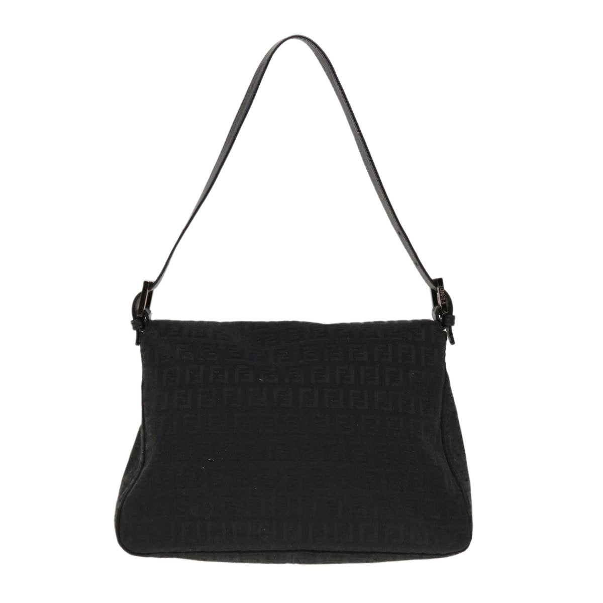 FENDI Zucchino Canvas Mamma Baguette Shoulder Bag Blackyk10291