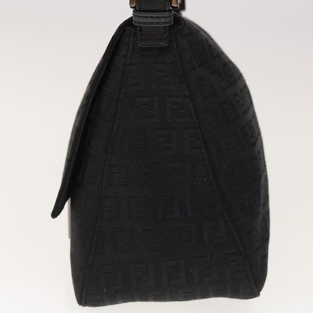 FENDI Zucchino Canvas Mamma Baguette Shoulder Bag Blackyk10291
