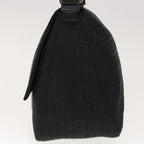 FENDI Zucchino Canvas Mamma Baguette Shoulder Bag Blackyk10291
