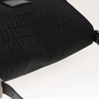 FENDI Zucchino Canvas Mamma Baguette Shoulder Bag Blackyk10291