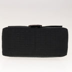 FENDI Zucchino Canvas Mamma Baguette Shoulder Bag Blackyk10291