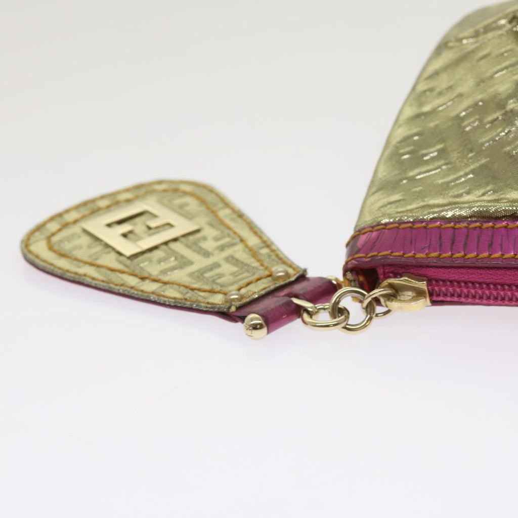 FENDI Zucchino Canvas Shoulder Bag Nylon Gold Pinkyk10293