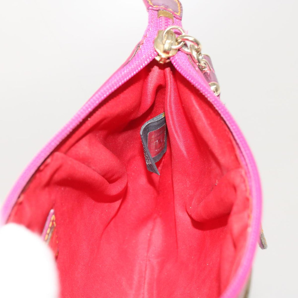 FENDI Zucchino Canvas Shoulder Bag Nylon Gold Pinkyk10293