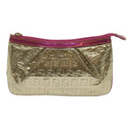 FENDI Zucchino Canvas Shoulder Bag Nylon Gold Pinkyk10293