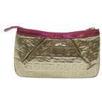 FENDI Zucchino Canvas Shoulder Bag Nylon Gold Pinkyk10293