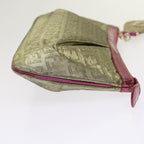 FENDI Zucchino Canvas Shoulder Bag Nylon Gold Pinkyk10293