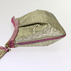 FENDI Zucchino Canvas Shoulder Bag Nylon Gold Pinkyk10293