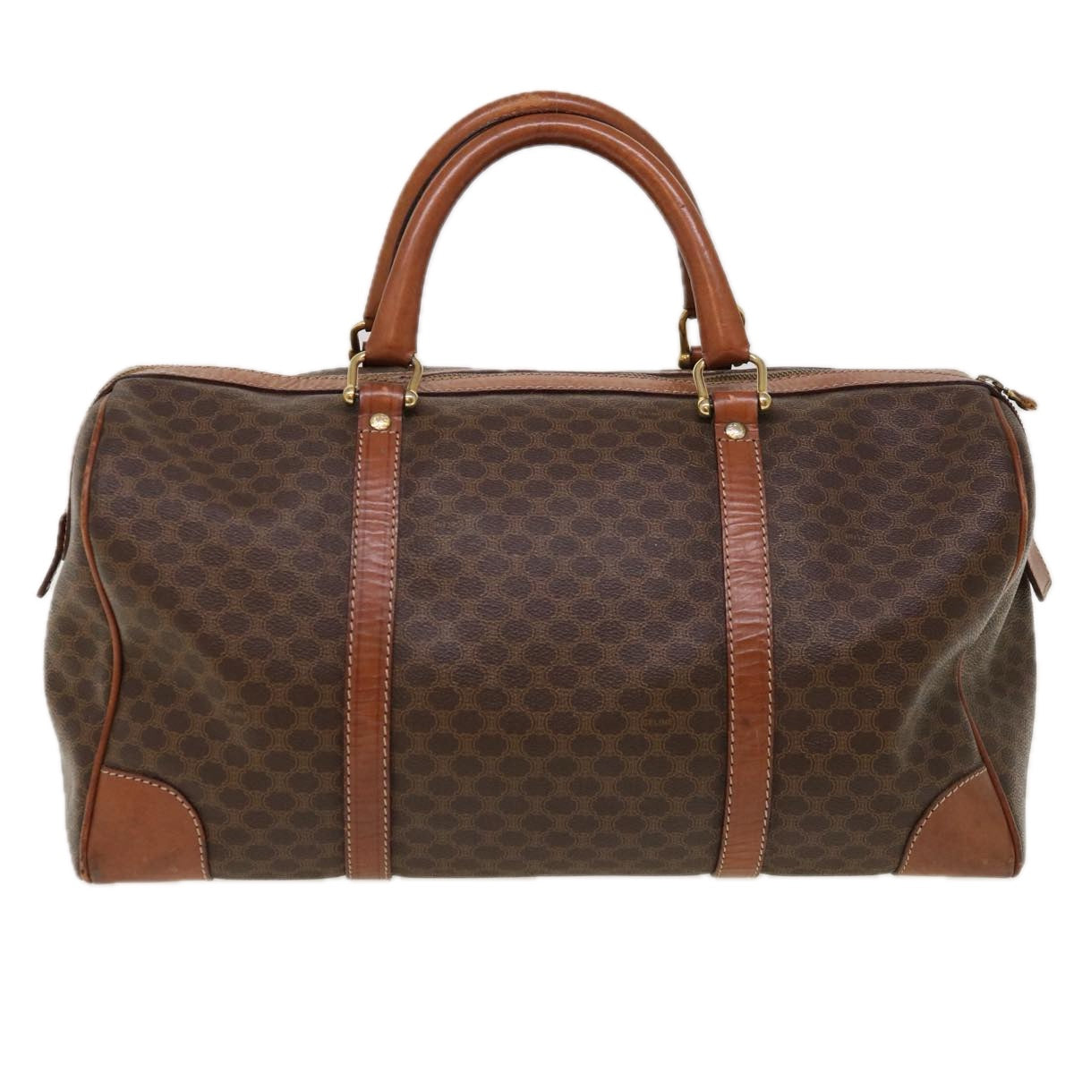 CELINE Macadam Canvas Boston Bag PVC Brown 10313