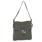 FENDI Zucchino Canvas Mamma Baguette Shoulder Bag Navyyk10314