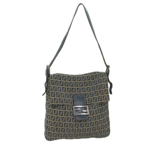FENDI Zucchino Canvas Mamma Baguette Shoulder Bag Navyyk10314