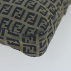 FENDI Zucchino Canvas Mamma Baguette Shoulder Bag Navyyk10314
