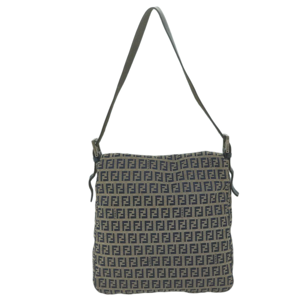 FENDI Zucchino Canvas Mamma Baguette Shoulder Bag Navyyk10314