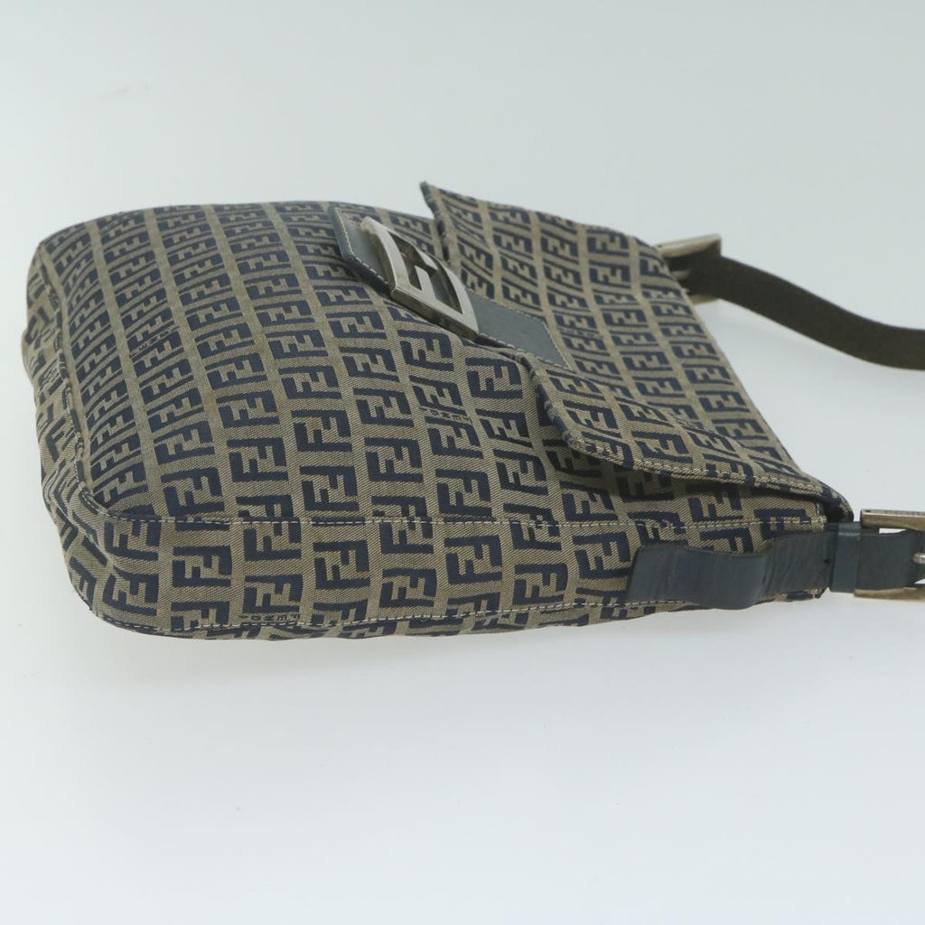 FENDI Zucchino Canvas Mamma Baguette Shoulder Bag Navyyk10314