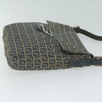 FENDI Zucchino Canvas Mamma Baguette Shoulder Bag Navyyk10314