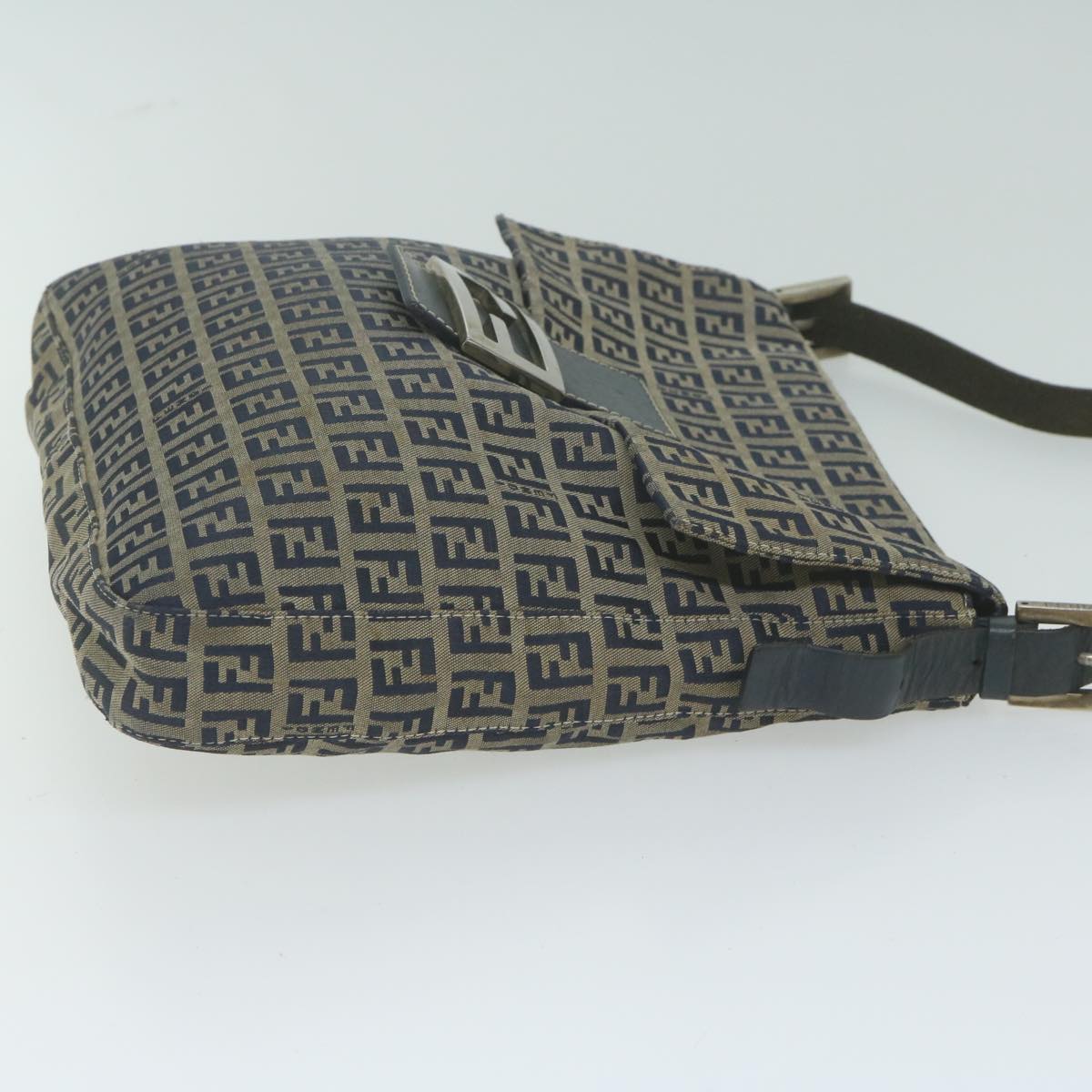 FENDI Zucchino Canvas Mamma Baguette Shoulder Bag Navyyk10314